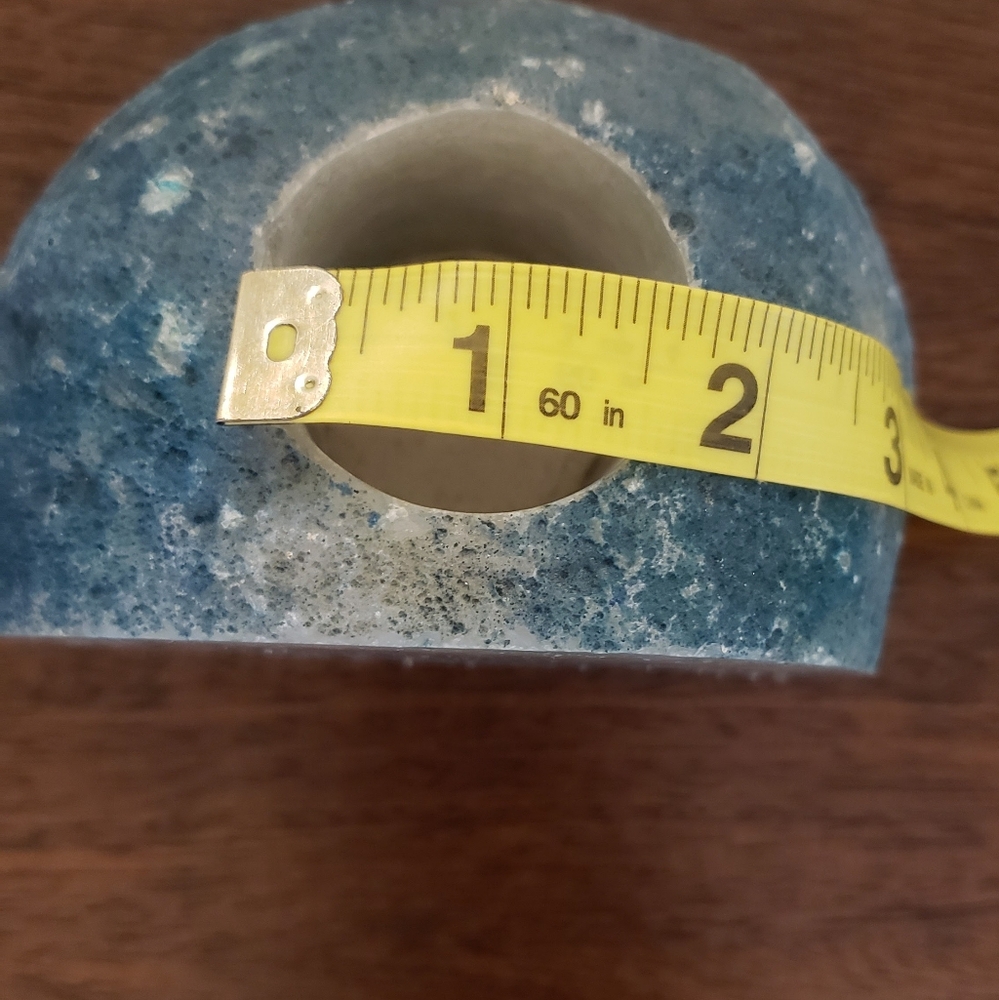 Blue Geode Bookend/Candle Holder Made in Brazil - Picture 6 of 8